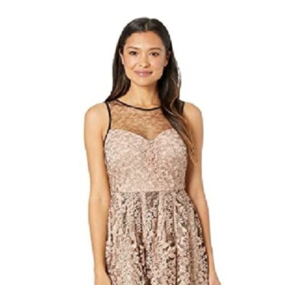 Taylor Dresses Taylor Womens Blush Black Embroidered Mesh Sleeveless Dress Party Size 4